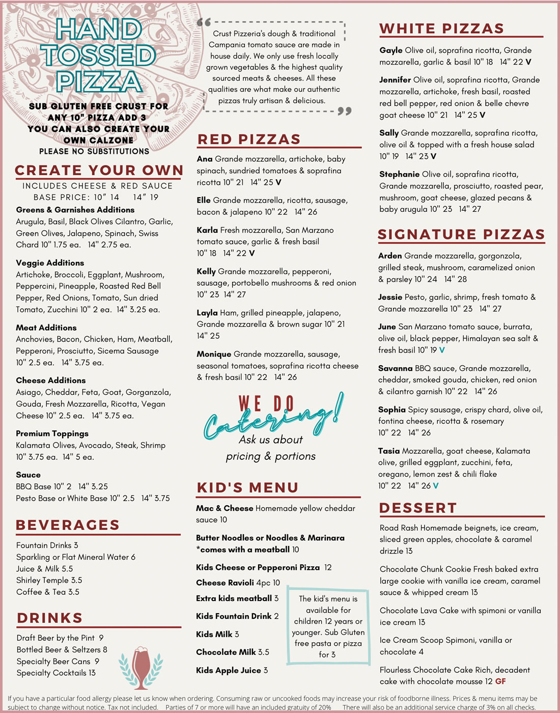 Crust Pizzeria of Carlsbad - Menu