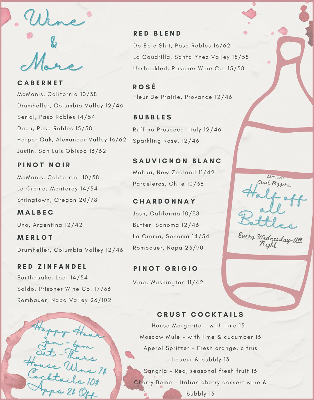 Crust Pizzeria of Carlsbad - Menu